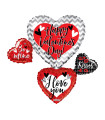 Mylar Hearts Happy Valentine's Day 36"