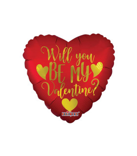 Mylar Be My Valentine Cupid Heart 18" 1pc
