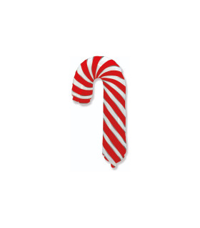 Mylar Candy Cane White Red MiniShape h12" pack 5pcs