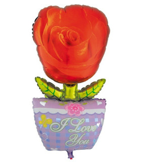 Pink Mylar with SuperShape Vase h39" 1pc