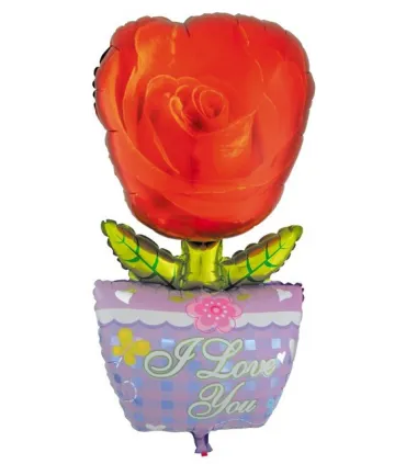 Pink Mylar with SuperShape Vase h39" 1pc