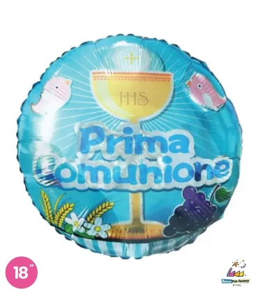 Mylar First Communion Light Blue Round 18" 1pc