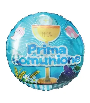 Mylar First Communion Light Blue Round 18" 1pc