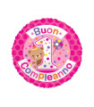 Mylar 1 Birthday Pink Round 18" 1pc