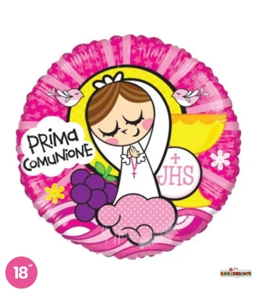 Mylar First Communion Lei Pink Round 18" 1pc