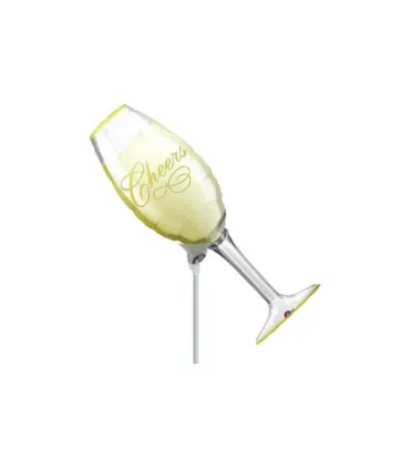 Mylar Champagne Glass MiniShape h9" valve pack. 5pcs