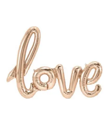 Mylar Love Rosa Gold Lettering Cursive h42" 1pc