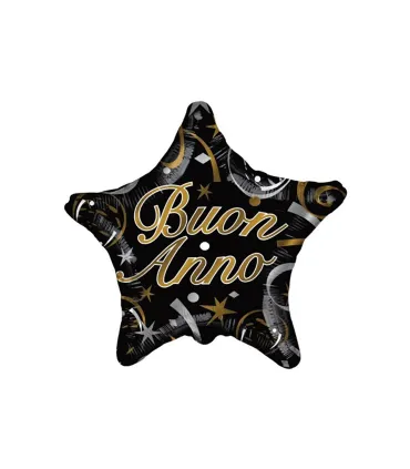 Mylar Happy New Year Black Star 18" 1pc