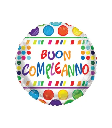 Mylar Happy Birthday with Polka Dots Round 18" 1pc