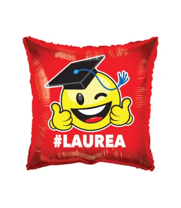 Mylar #Laurea Red Square 18" 1pc