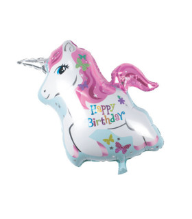 Mylar Happy Birthday Unicorn SuperShape h31" 1pc