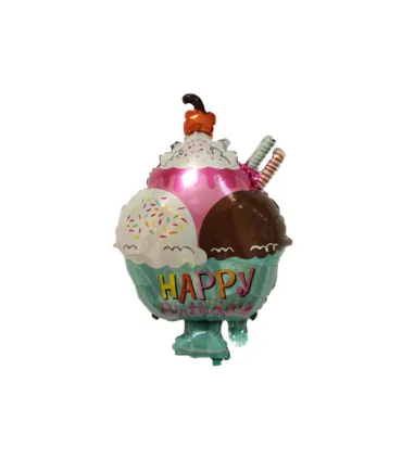 Mylar Happy Birthday SuperShape Ice Cream Cup h29" 1pc