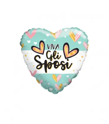 Mylar Viva The Newlyweds Tiffany with Heart Hearts 18" 1pc