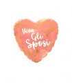 Mylar Viva The Newlyweds Coral with Filigree Heart 18" 1pc