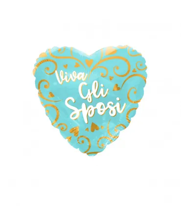 Mylar Viva The Newlyweds Tiffany with Filigree Heart 18" 1pc