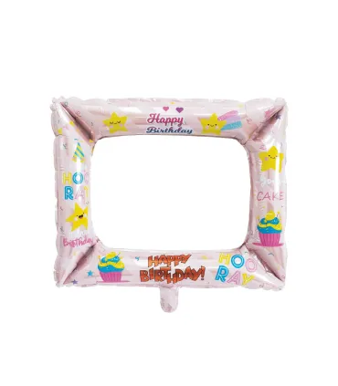 Mylar Pink Selfie Frame with Stars w23" 1pc