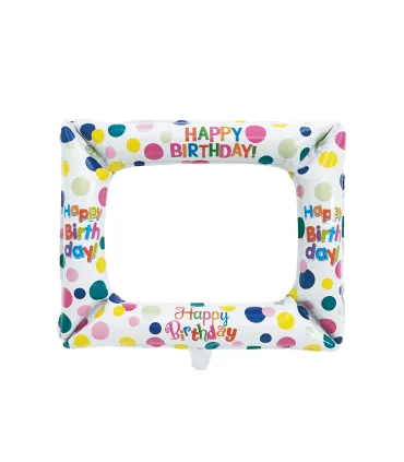 Mylar Polka Dot Selfie Frame w23" 1pc
