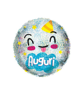 Mylar Greetings Holographic Blue Round 18" 1pc