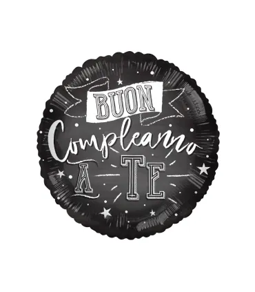 Mylar Happy Birthday To You Black Round 18" 1pc