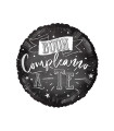 Mylar Happy Birthday To You Black Round 18" 1pc