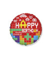 Mylar Happy Birthday Tetris Round 18" 1pc