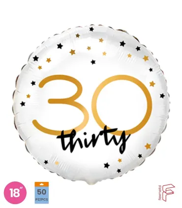 Mylar Happy Birthday 30 Years Stars Round 18" 1pc