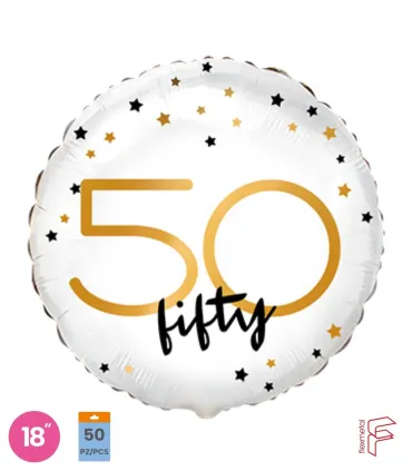 Mylar Happy Birthday 50 Years Stars Round 18" 1pc