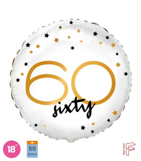 Mylar Happy Birthday 60 Years Stars Round 18" 1pc