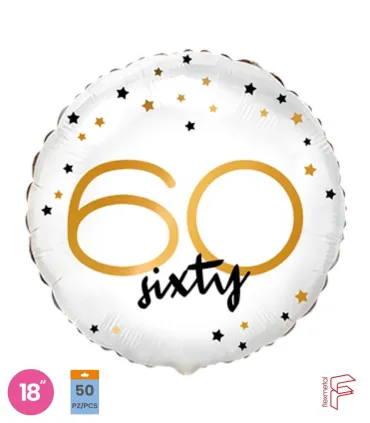Mylar Happy Birthday 60 Years Stars Round 18" 1pc