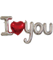 Mylar Lettering I Love You in Silver and Red w 1pc
