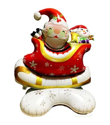 Mylar Santa Claus with Standing Sleigh h44" 1pc
