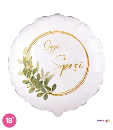 Mylar Today Newlyweds Eucalyptus Leaves Round 18" 1pc