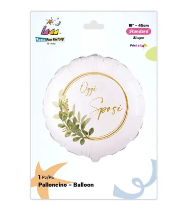 Mylar Today Newlyweds Eucalyptus Leaves Round 18" 1pc