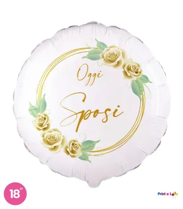 Mylar Today Bride and Groom White Roses Round 18" 1pc