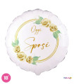 Mylar Today Bride and Groom White Roses Round 18" 1pc