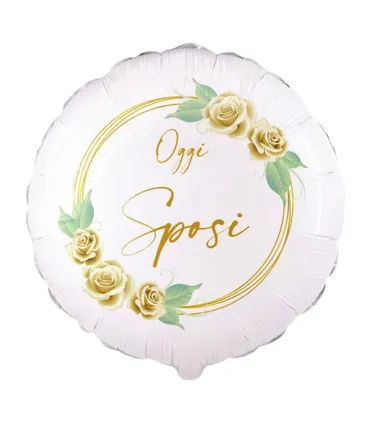 Mylar Today Bride and Groom White Roses Round 18" 1pc