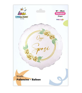Mylar Today Bride and Groom White Roses Round 18" 1pc