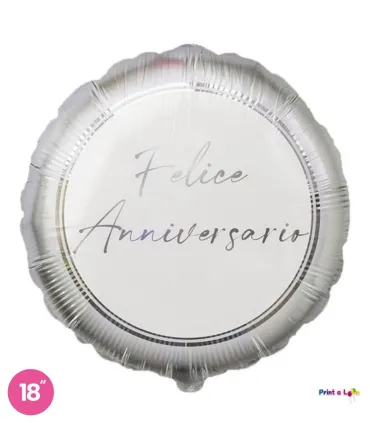Mylar Happy Anniversary Silver Round 18" 1pc