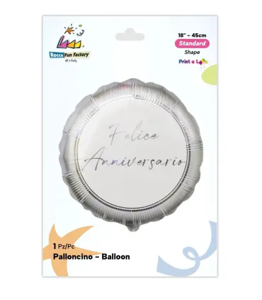 Mylar Happy Anniversary Silver Round 18" 1pc