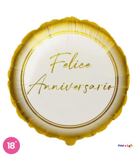 Mylar Happy Anniversary Gold Round 18" 1pc