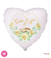 Mylar Today Newlyweds Wedding Rings and White Roses Heart 18" 1pc