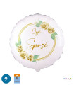 Mylar Today Bride and Groom White Roses Round MiniShape 9" cf. 5pcs