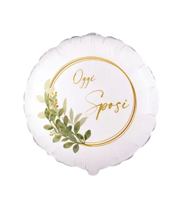 Mylar Today Newlyweds Leaves Eucalyptus Round MiniShape 9" cf. 5pcs