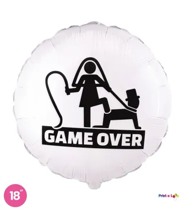 Mylar GAME OVER White Round 18" 1pc