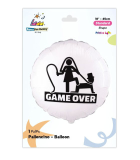 Mylar GAME OVER White Round 18" 1pc