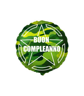 Mylar Happy Birthday Military Green Round 18" 1pc