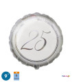 Mylar 25th Anniversary Silver Round MiniShape 9" cf. 5pcs