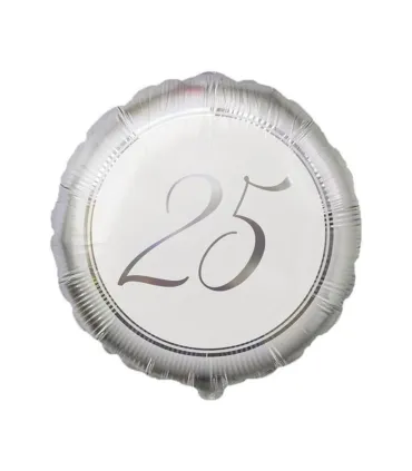 Mylar 25th Anniversary Silver Round MiniShape 9" cf. 5pcs