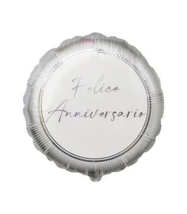 Mylar Happy Anniversary Silver Round MiniShape 9" cf. 5pcs