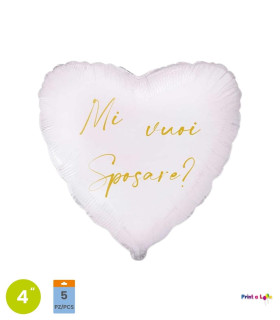 Mylar Will you marry me? MiniShape Heart 4" cf. 5pcs
